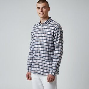 🌻NEW UNTUCKit Kaesler Red White Blue Flannel Plaid Button Down Shirt Size XL